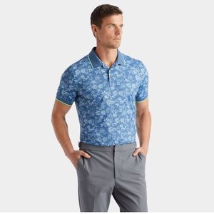 G/FORE Men's Peony Sketch Banded Sleeve Tech Jersey Golf Polo Size XL